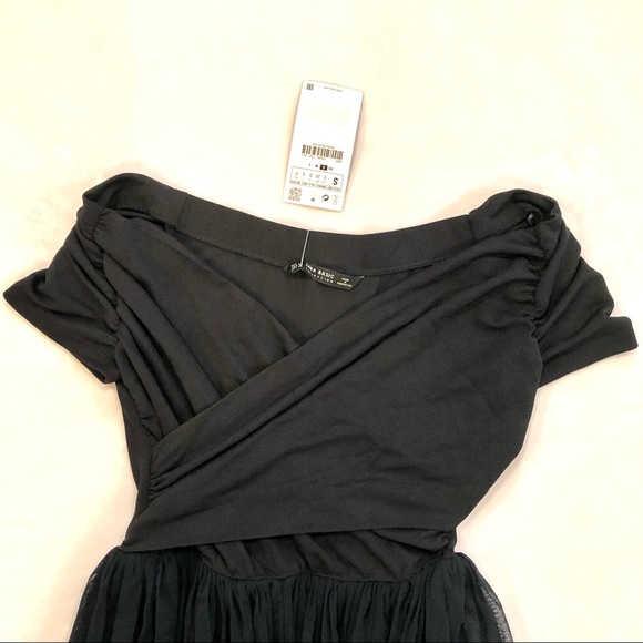 SOLD✖️Zara NWT Women’s Ballerina Tulle Wrap Dress Navy Blue Midi Skirt || Small - Picture 4 of 12